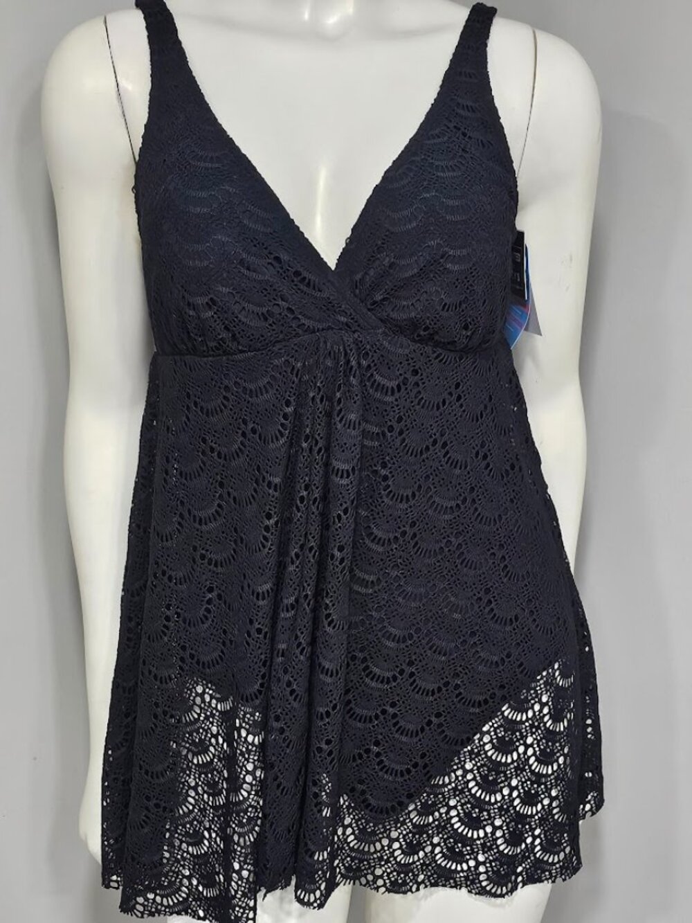 Swim Solutions Fly Away Tummy Slimming Lace One-Piece Swimsuit - Picture 2 of 10